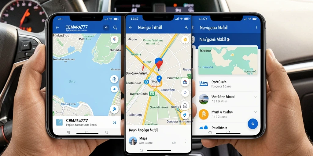 Tampilan antarmuka pengguna CEMARA777 yang jelas dan informatif untuk navigasi mobil.