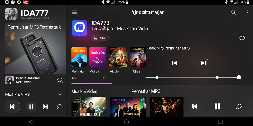 Antarmuka menarik IDA777 dengan kontrol mudah untuk Pemutar MP3.