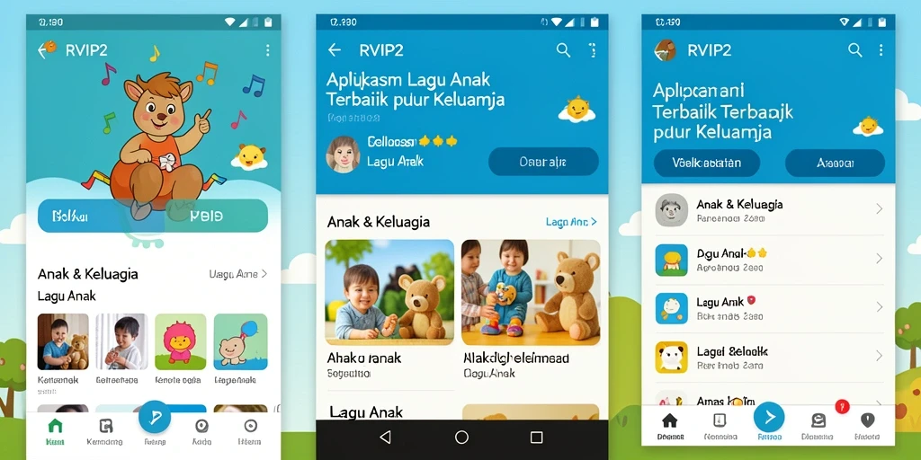 Tampilan antarmuka yang ceria dan ramah anak untuk lagu-lagu.